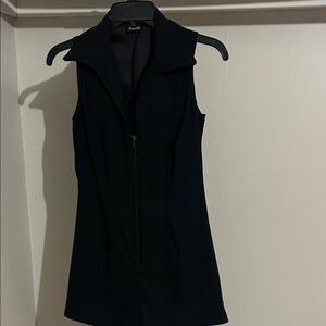 Sleeveless Black Zip-Front Shorts